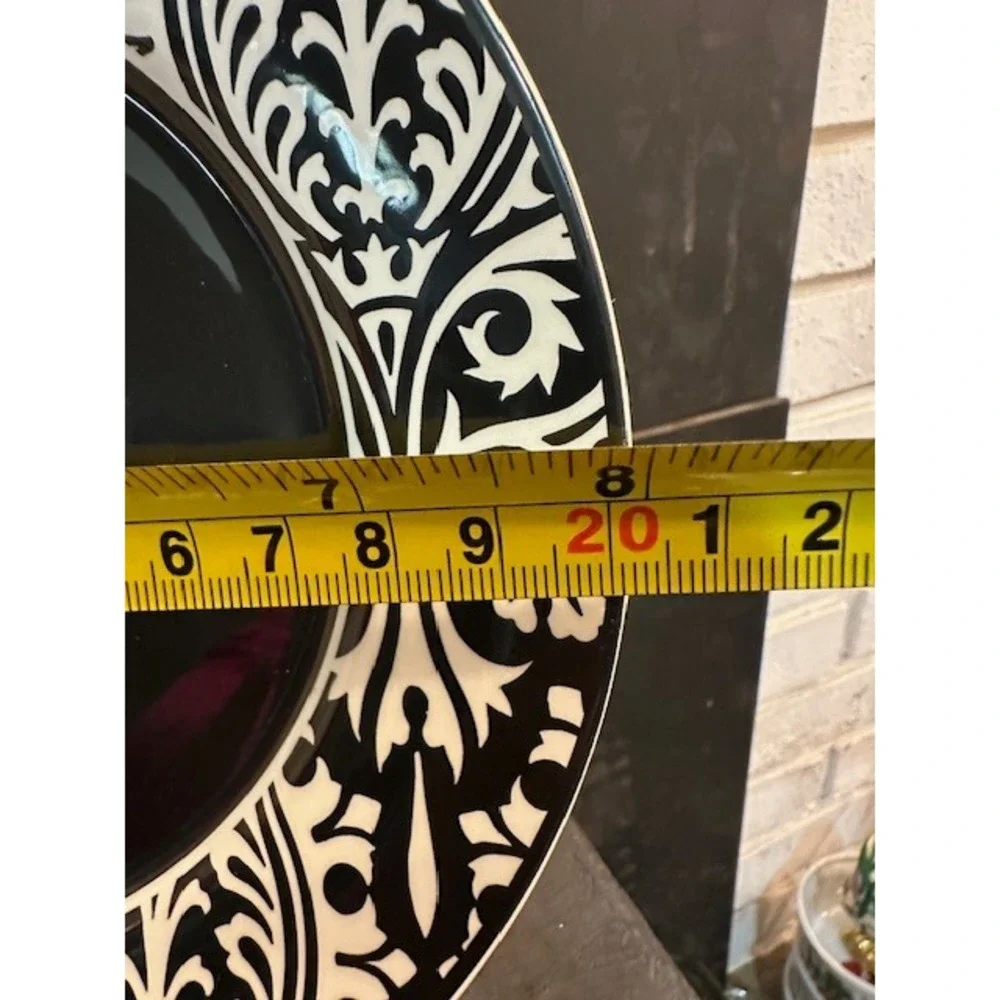 Epic Products Ceramic Cocktail Party Plates Set of 4‎ Black White 8in
